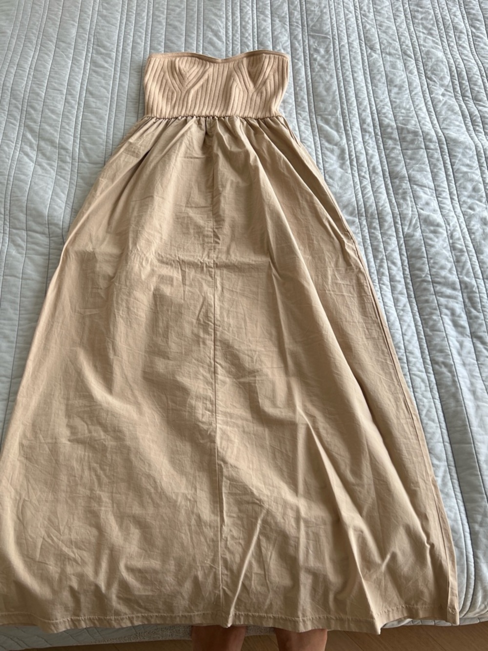 Tan Strapless Maxi Dress